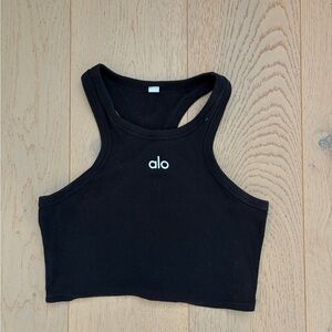 ALO Yoga Black Ribbed Racerback Crop Top